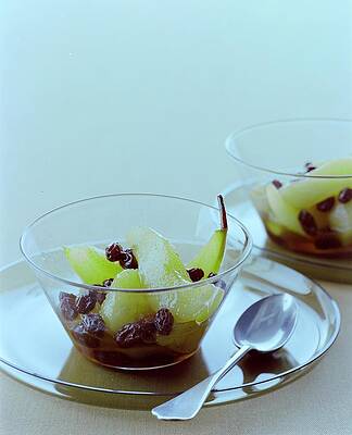 Fruit Photograph - Rum Raisin Poached Pears by Romulo Yanes