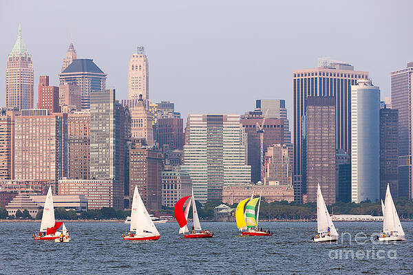 Sailboats in New York Harbor Wall Art
