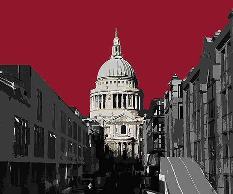 Wall Art featuring the mixed media Saint Pauls - Blazing RED #2 by BFA Prints