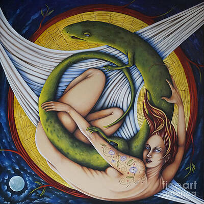 Wall Art featuring the painting Salamander Session by Valerie White