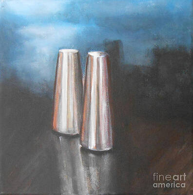 Wall Art featuring the painting Salt And Pepper Shakers by Jane See