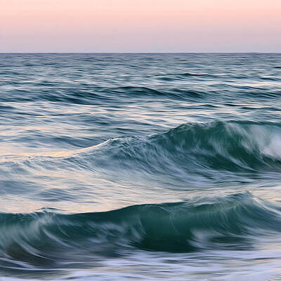 Gentle Ocean Waves at Sunset Wall Art