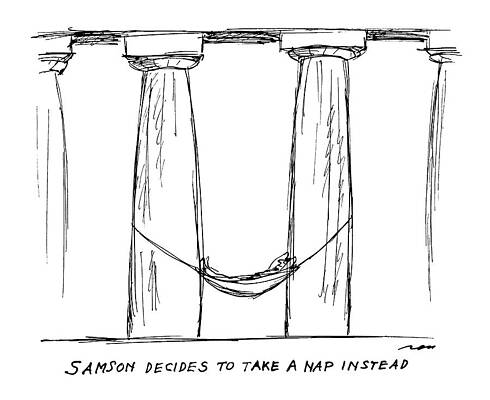 Rest Drawing - Samson Decides To Tae A Nap Instead by Al Ross