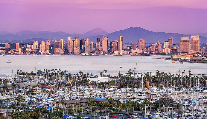 California Wall Art featuring the photograph San Diego Sundown - San Diego Skyline Photograph by Duane Miller