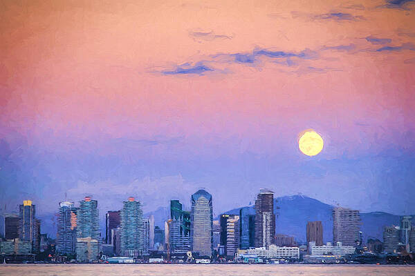California Wall Art featuring the photograph San Diego Supermoon - Digital Photo Art by Duane Miller