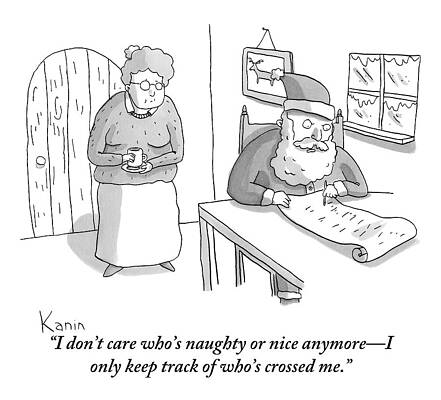 Santa Claus Wall Art featuring the drawing Santa Claus Angrily Crosses Off Names by Zachary Kanin