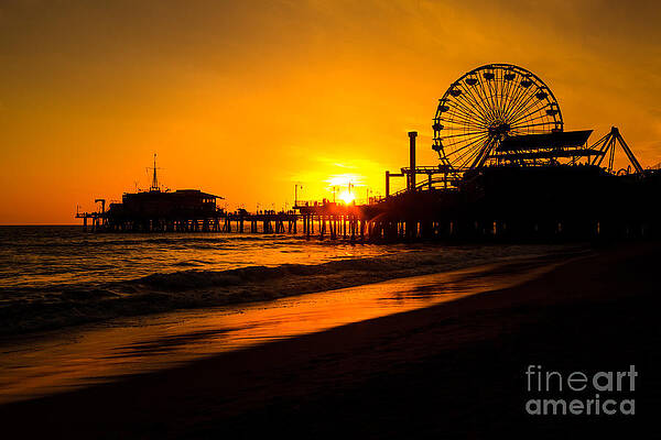California Wall Art featuring the photograph Santa Monica Pier California Sunset Photo by Paul Velgos