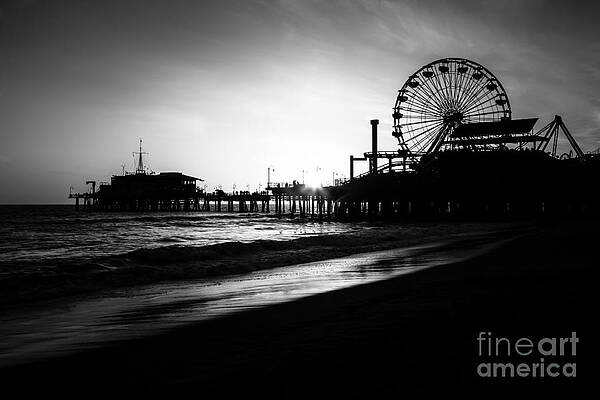 California Wall Art featuring the photograph Santa Monica Pier In Black And White by Paul Velgos