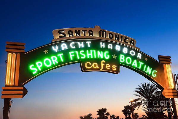 California Wall Art featuring the photograph Santa Monica Pier Sign by Paul Velgos