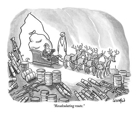 Santa in a Cave with Reindeer Drawing