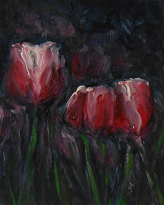 Flower Wall Art featuring the painting Saucy Tulips 2 by Jane See