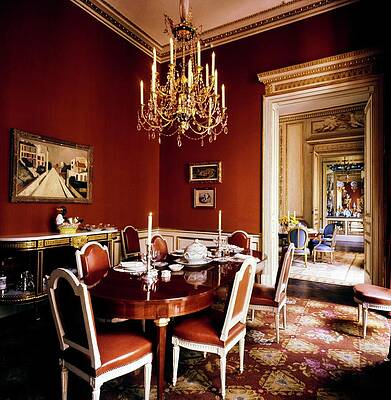 Candle Wall Art featuring the photograph Schlumberger's Dining Room by Horst P. Horst