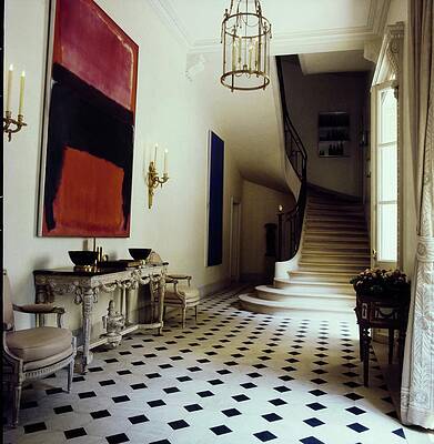 Elegant Hallway with Abstract Art Photograph