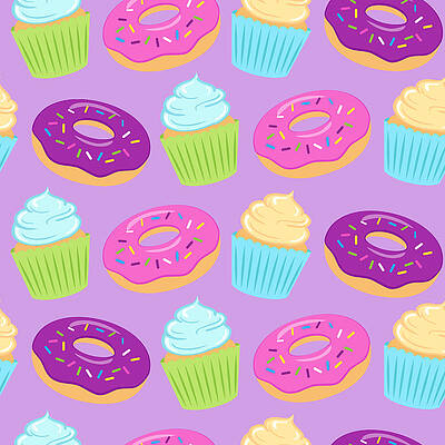Wall Art featuring the digital art Seamless Colorful Pattern With Donuts by Ekaterina Bedoeva
