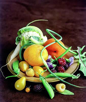 Fruit and Vegetables on a Plate Photograph