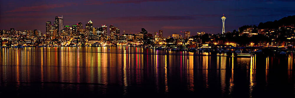 Seattle Skyline at Night Photograph