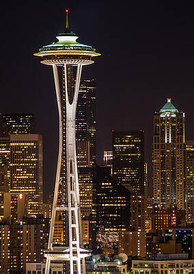 Wall Art featuring the photograph Seattle Skyline At Night - City Skyline Night Photograph by Duane Miller