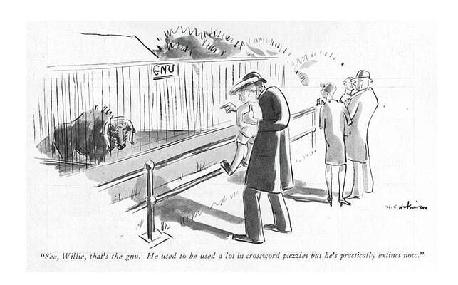 Natural Drawing - That's The Gnu by Helen E Hokinson