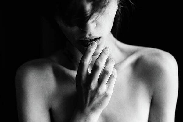 Wall Art featuring the photograph Sensual Black-and-white Photograph Of A by Coffeeandmilk