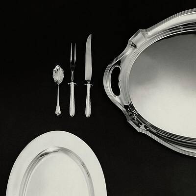 Wall Art featuring the photograph Serving Dishes And Utensils by Herbert Matter