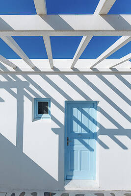 Blue Door Under Pergola Wall Art