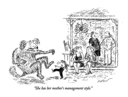 Wall Art featuring the drawing She Has Her Mother's Management Style by Edward Koren