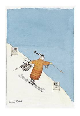 Ski Drawing - 'shopping Days' by Victoria Roberts
