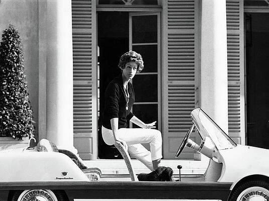 Car Photograph - Signora Giovanni Agnelli Getting Into Her Small by Henry Clarke