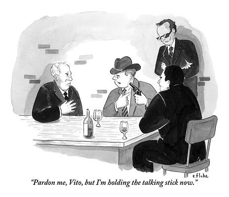 Gun Drawing - Sitting Around A Table by Emily Flake