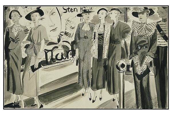 Nineteenth Century Wall Art featuring the digital art Six Ladies Wearing Summer Clothing by Jean Pages