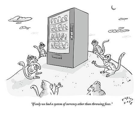 Monkeys Contemplate Vending Machine Drawing