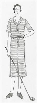 Sports Digital Art - Sketch Of A Woman Holding Golf Club by Polly Tigue Francis