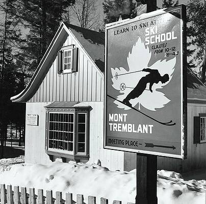 Silhouette Wall Art featuring the photograph Ski School Sign At Mont Tremblant Ski Resort by Toni Frissell