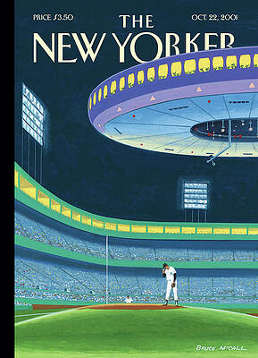 Baseball Meets UFO at Night Wall Art