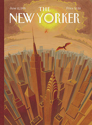 New York Skyline with Eagle Painting