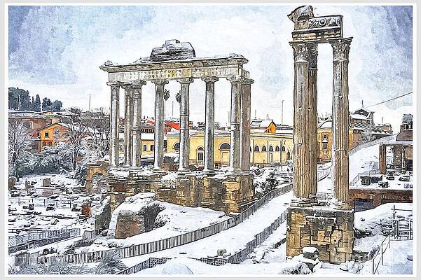 Painting - Snow In Rome by Stefano Senise