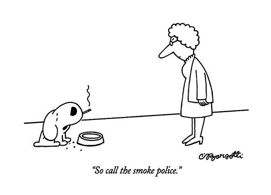 Near Wall Art featuring the drawing So Call The Smoke Police by Charles Barsotti