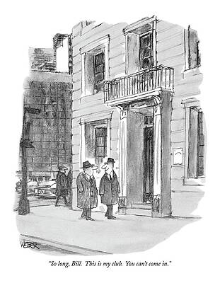 Two Men Conversing Outside a Club Drawing