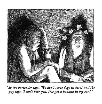 Stone Wall Art featuring the drawing So The Bartender Says by Ann McCarthy