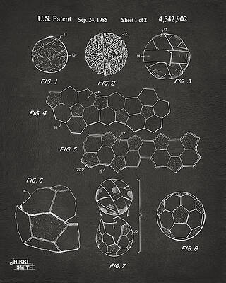 US Patent Hexagon Designs Digital Art