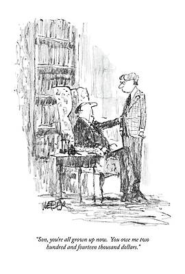 Father and Son Financial Discussion Wall Art