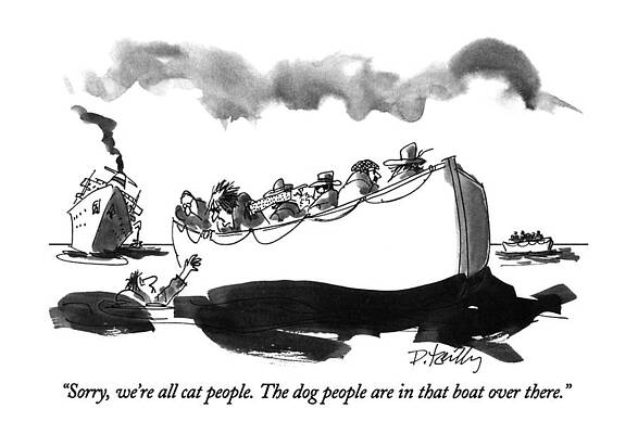 Comic Depicting Cats on a Lifeboat Drawing