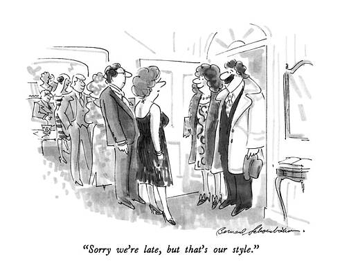 Fashion Drawing - Sorry We're Late by Bernard Schoenbaum