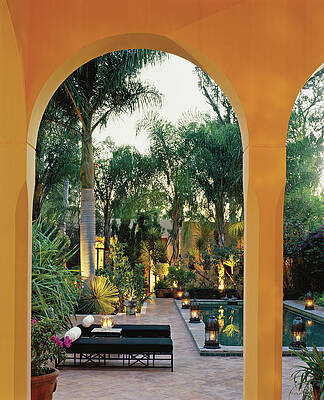 Elegant Outdoor Patio with Lanterns Photograph