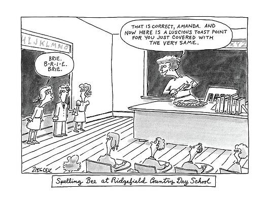 Bee Wall Art featuring the drawing Spelling Bee At Ridgefield Country Day School by Jack Ziegler