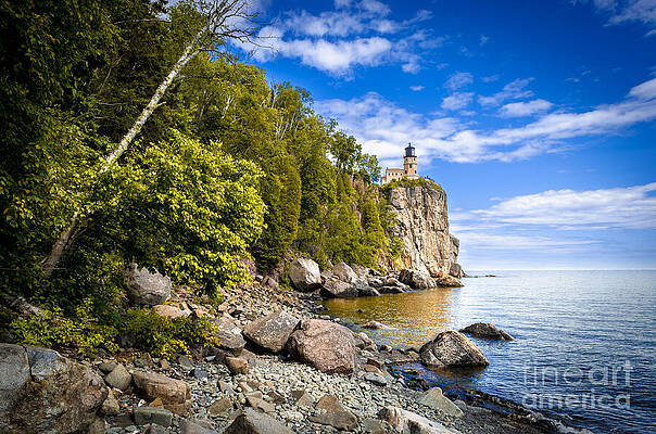 Scenic Lighthouse on Rocky Cliff Wall Art