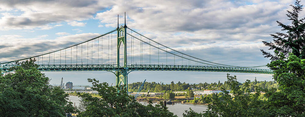 Majestic View of a Suspension Bridge Wall Art