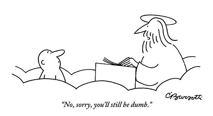 Heaven Wall Art featuring the drawing St. Peter Talks To A Man At The Pearly Gates by Charles Barsotti