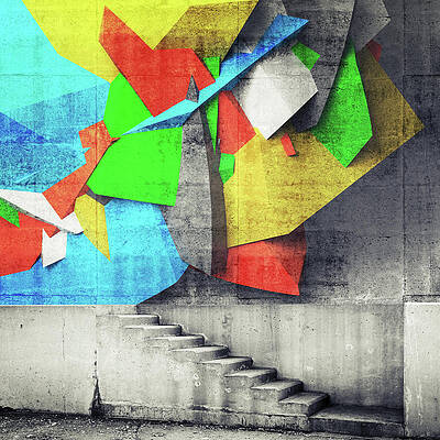 Wall Art featuring the photograph Stairway And Abstract Graffiti Fragment by Evgeny Sergeev