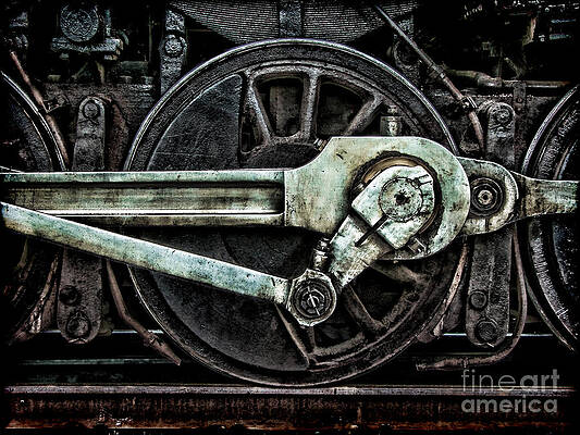 Vintage Train Wheel Close-Up Photograph
